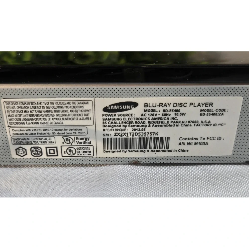 Samsung BD-F5100 Blu-Ray DVD Player 1080P HD - Tested Works No Remote